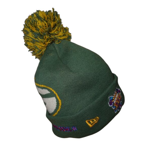Green Bay Packers Super Bowl XXXI XXXII Knit Beanie Pom Pom NFL Hat OSFM - Picture 6 of 10